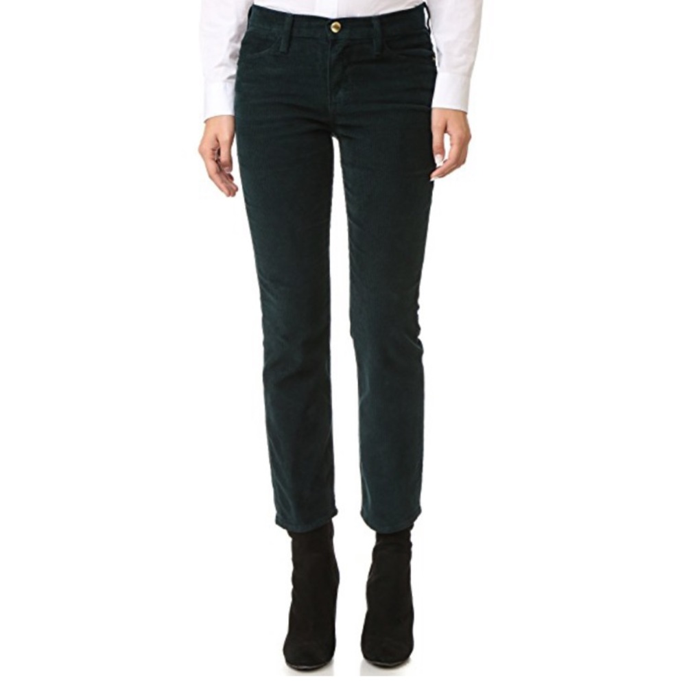 Frame Denim Le High Straight corduroy forest green